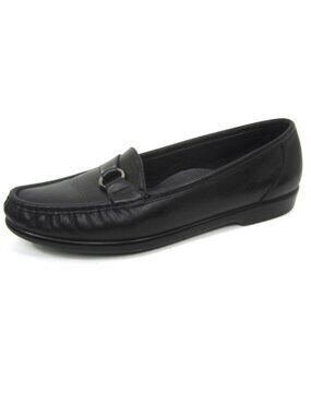 SAS 10.5 N Narrow 10.5N VGUC Jewel Black Laofer Flats Low Heel Leather